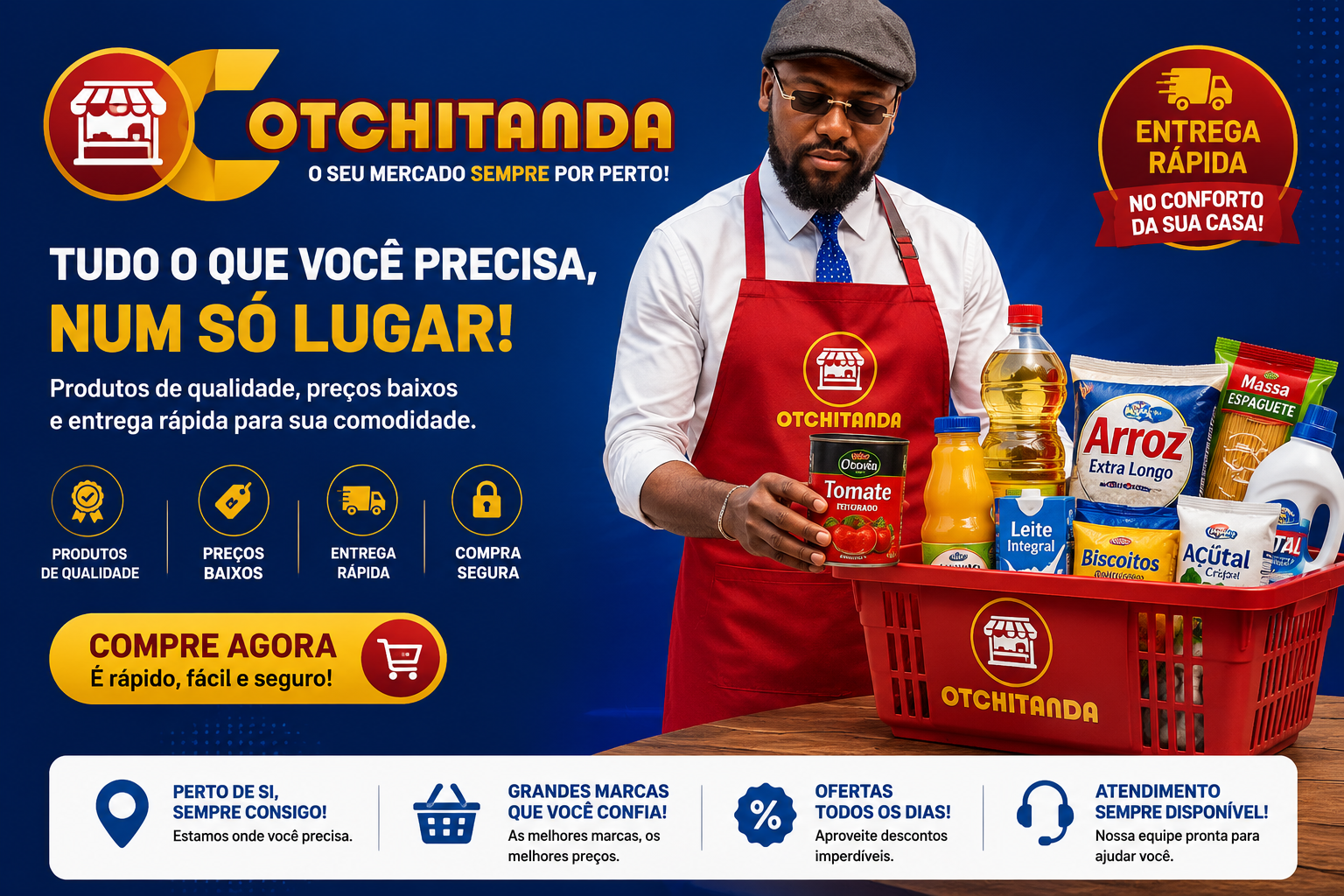 Flyer Otchitanda com destaque para qualidade e entrega rápida